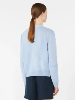 Linen yarn crew-neck sweater - SKY BLUE