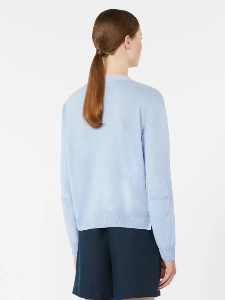 Linen yarn crew-neck sweater - SKY BLUE