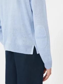 Linen yarn crew-neck sweater - SKY BLUE