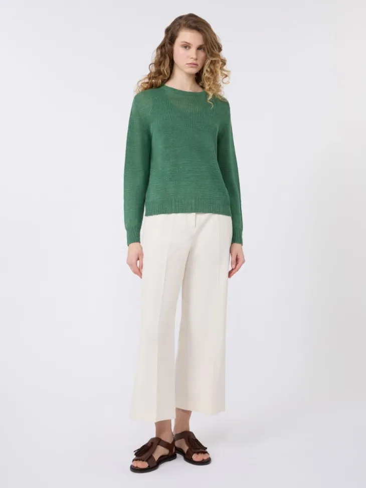 Linen yarn jumper - GREEN