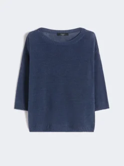 Linen yarn oversize jumper - NAVY