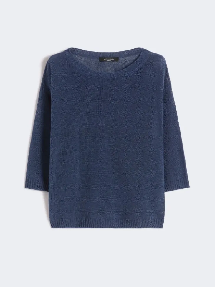 Linen yarn oversize jumper - NAVY