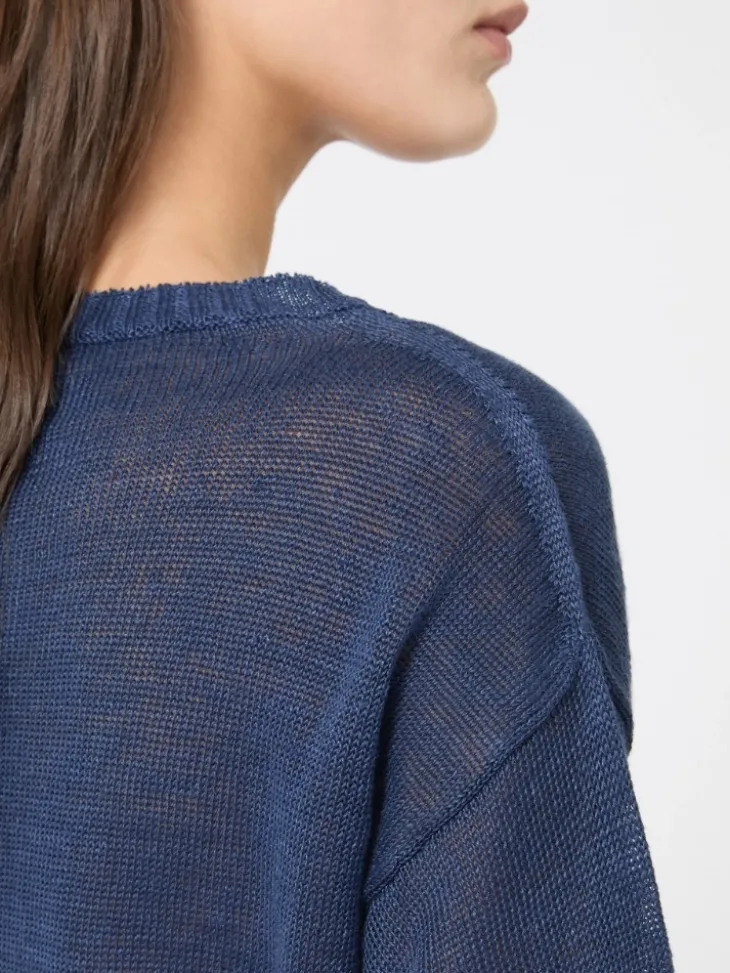 Linen yarn oversize jumper - NAVY