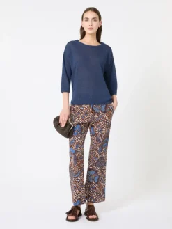 Linen yarn oversize jumper - NAVY