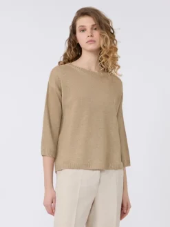 Linen yarn oversize jumper - EARTH