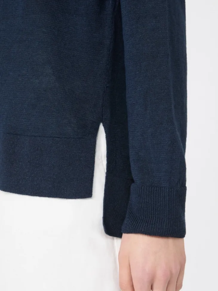 Linen yarn sweater - NAVY