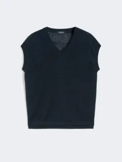 Linen yarn waistcoat - NAVY