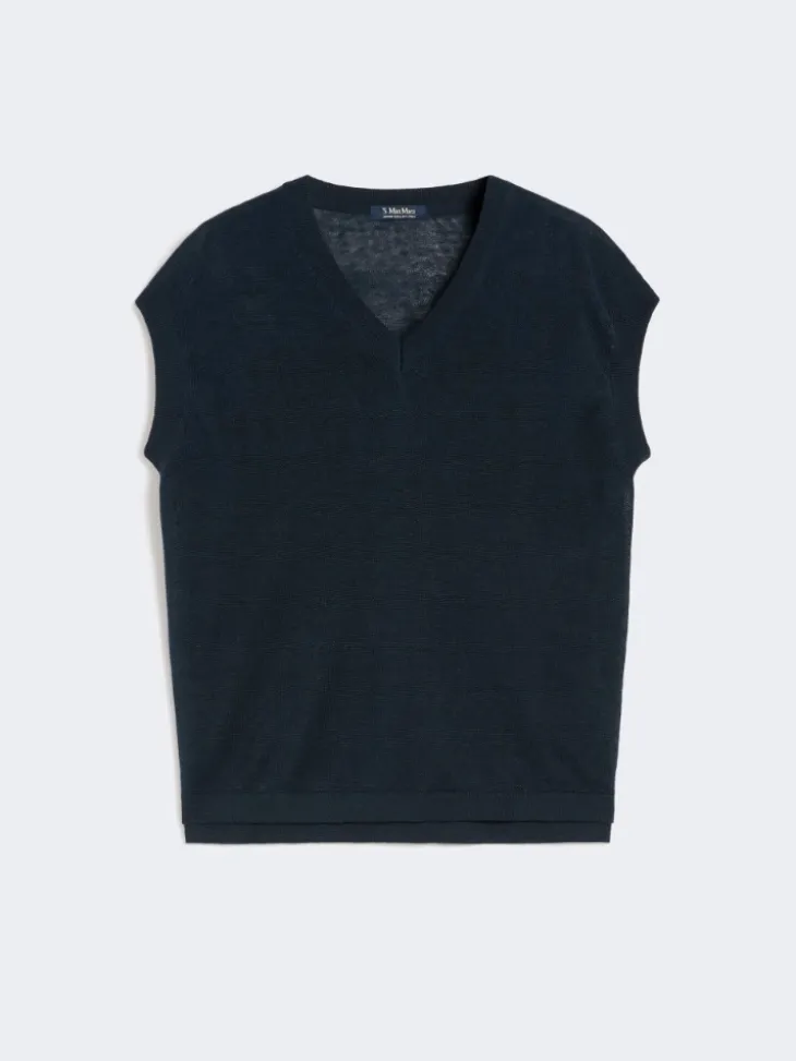 Linen yarn waistcoat - NAVY