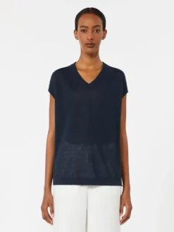 Linen yarn waistcoat - NAVY