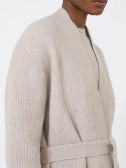 Long alpaca and wool cardigan - SAND