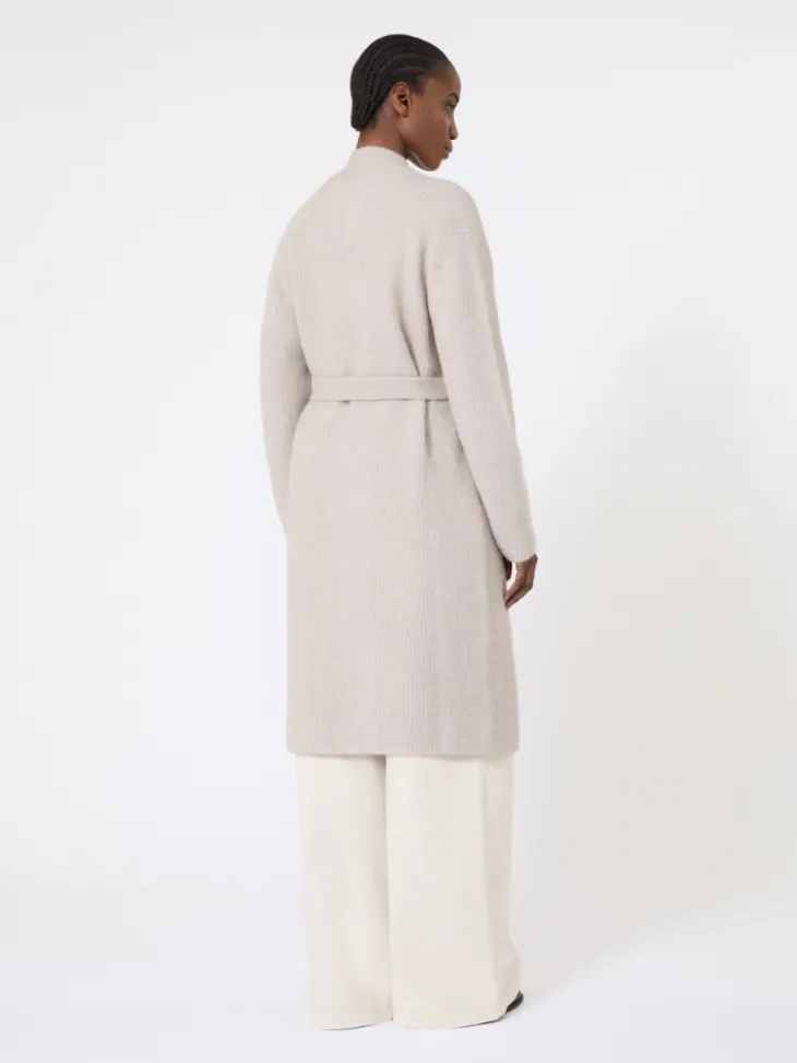 Long alpaca and wool cardigan - SAND