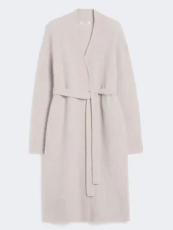 Long alpaca and wool cardigan - SAND