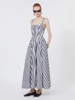 Long cotton poplin dress - BLACK