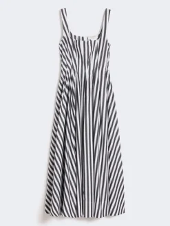 Long cotton poplin dress - BLACK