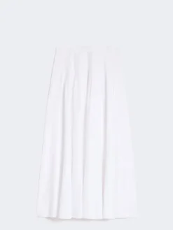 Long cotton poplin skirt - OPTICAL WHITE