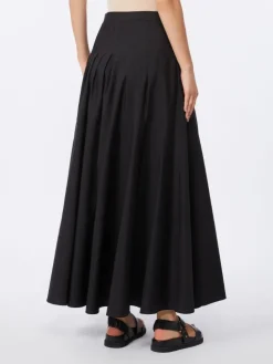 Long cotton poplin skirt - BLACK