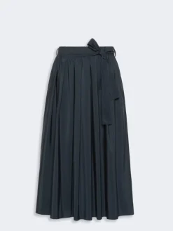 Long cotton-blend taffeta skirt - NAVY