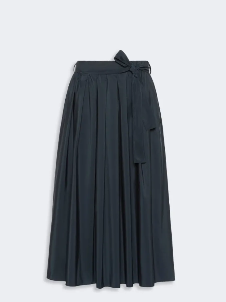 Long cotton-blend taffeta skirt - NAVY