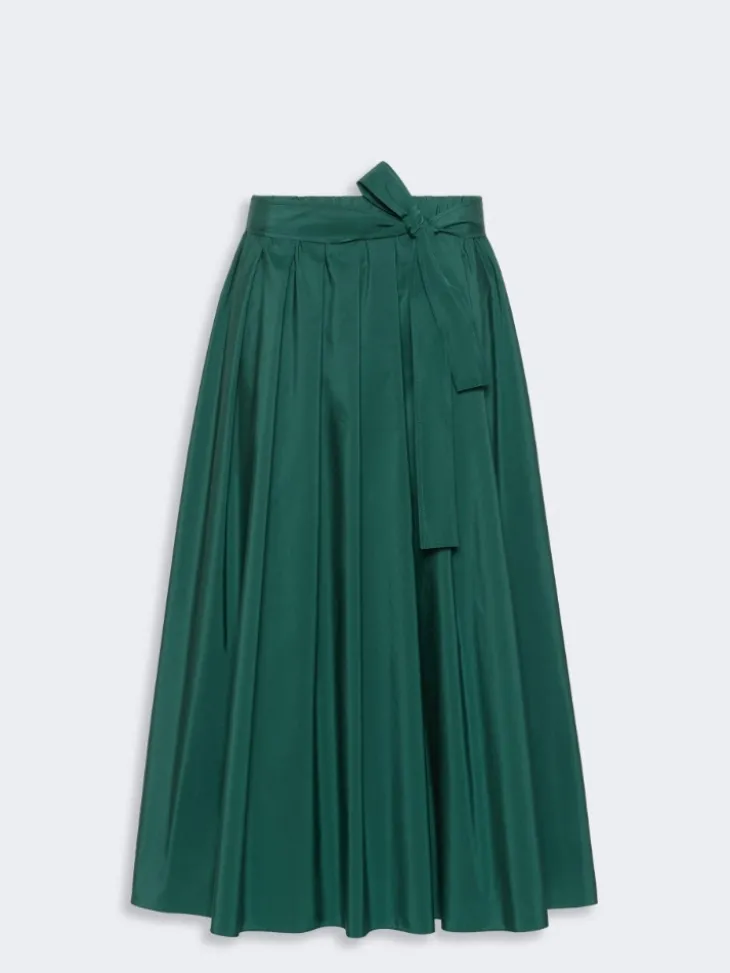 Long cotton-blend taffeta skirt - DARK GREEN