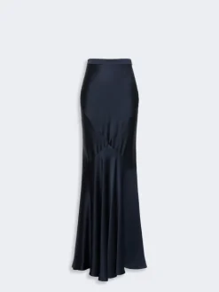 Long envers satin skirt - MIDNIGHTBLUE