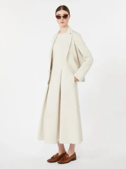 Long flared scuba jersey dress - BEIGE
