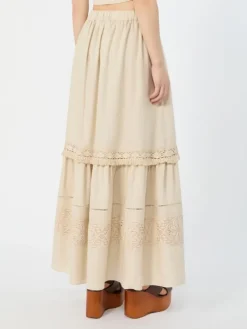 Long linen fabric skirt - SAND