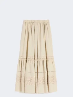 Long linen fabric skirt - SAND