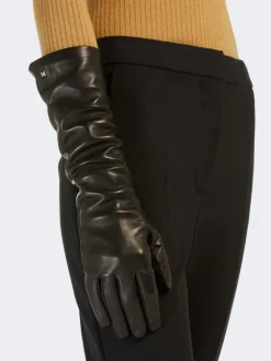 Long Nappa leather gloves - BLACK