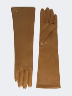 Long Nappa leather gloves - TOBACCO