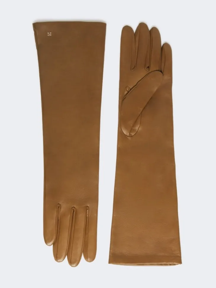 Long Nappa leather gloves - TOBACCO