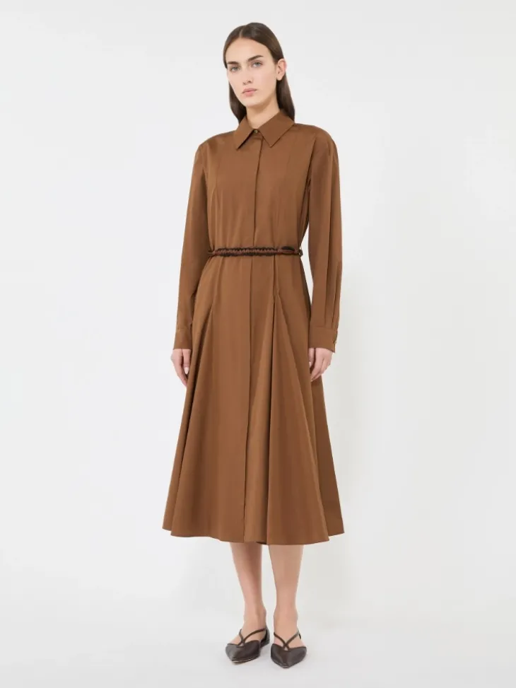 Long poplin shirt dress - CLAY