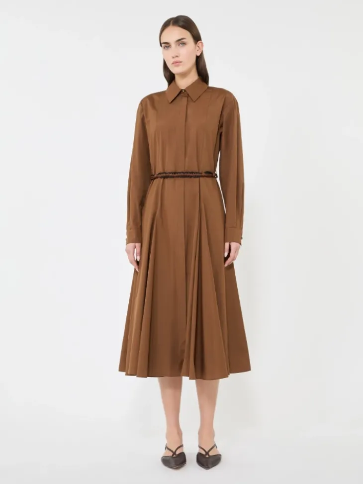 Long poplin shirt dress - CLAY