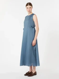 Long ramie dress - SKY BLUE