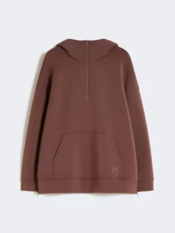 Long scuba jersey sweatshirt - BROWN