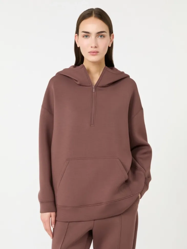 Long scuba jersey sweatshirt - BROWN