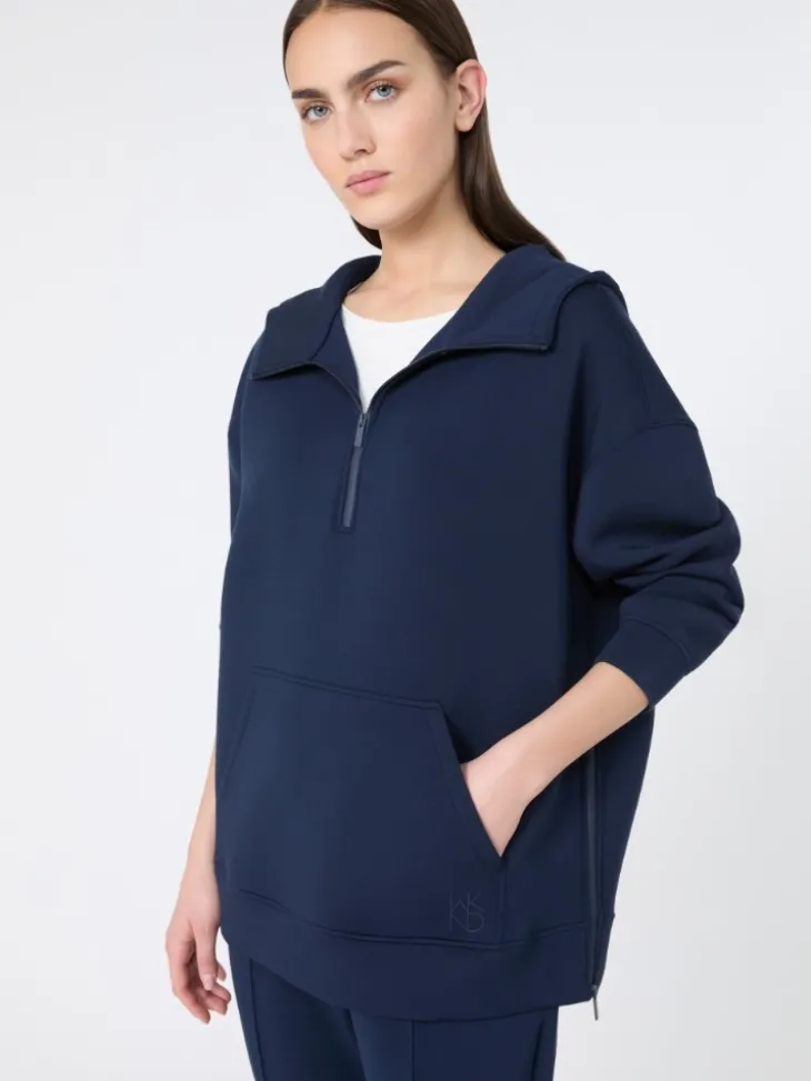 Long scuba jersey sweatshirt - NAVY