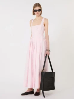 Long sleeveless pure cotton dress - PINK