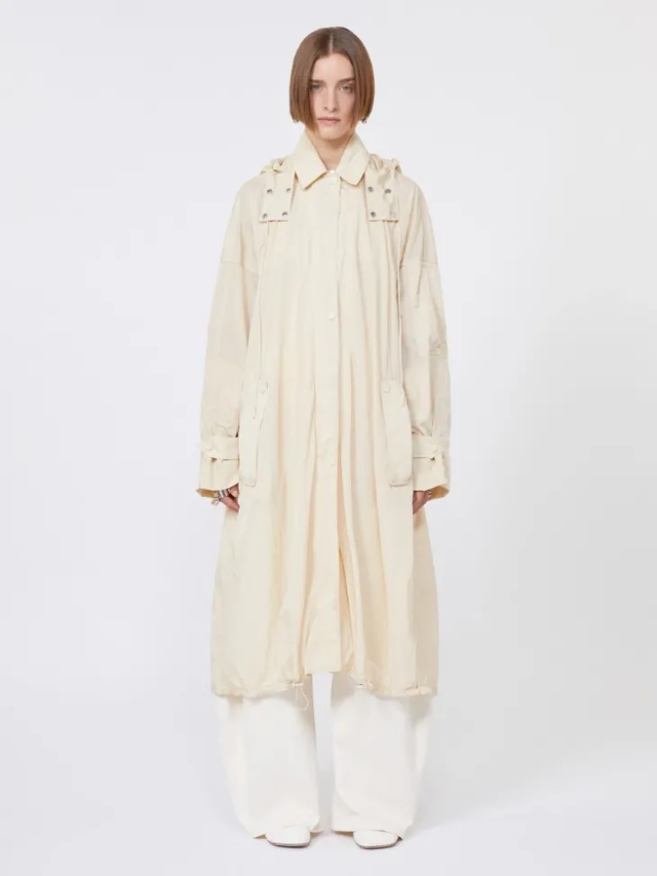 Long taffeta raincoat - VANILLA