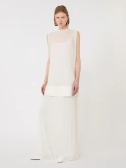 Long, viscose jersey dress - WHITE