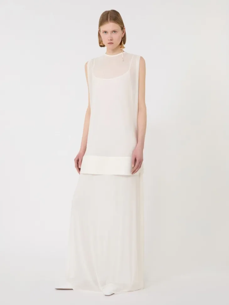 Long, viscose jersey dress - WHITE