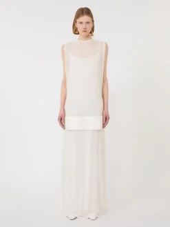 Long, viscose jersey dress - WHITE