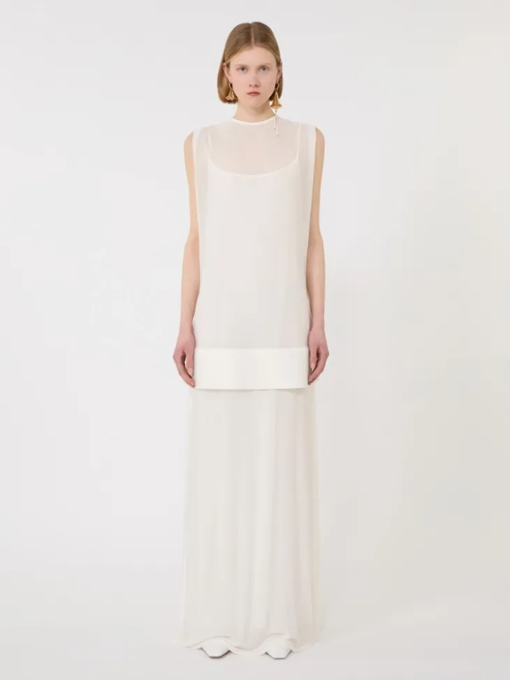 Long, viscose jersey dress - WHITE