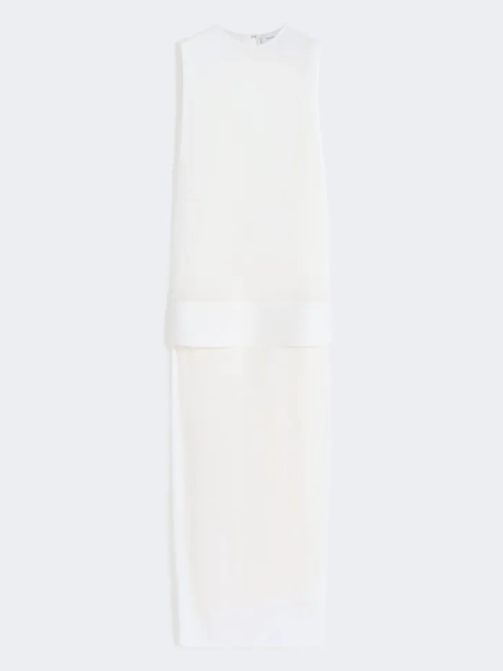 Long, viscose jersey dress - WHITE