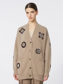 Long wool and cashmere cardigan - SAND