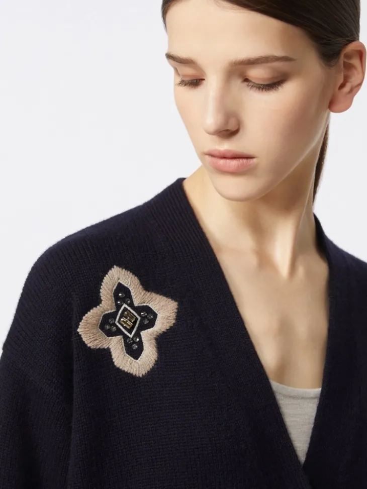 Long wool and cashmere cardigan - ULTRAMARINE