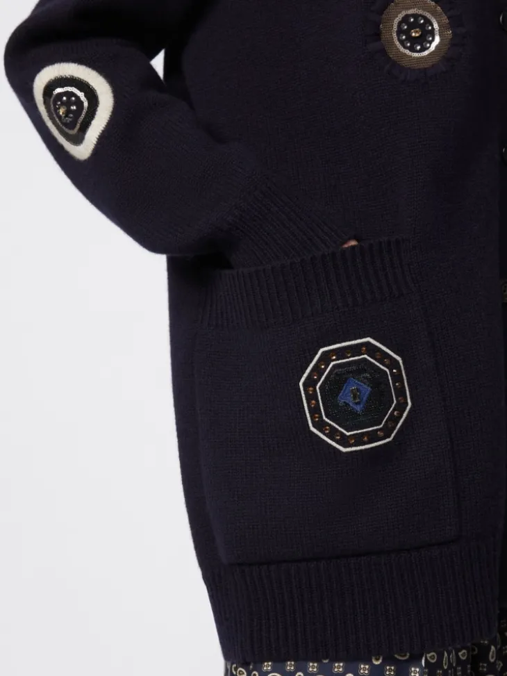 Long wool and cashmere cardigan - ULTRAMARINE