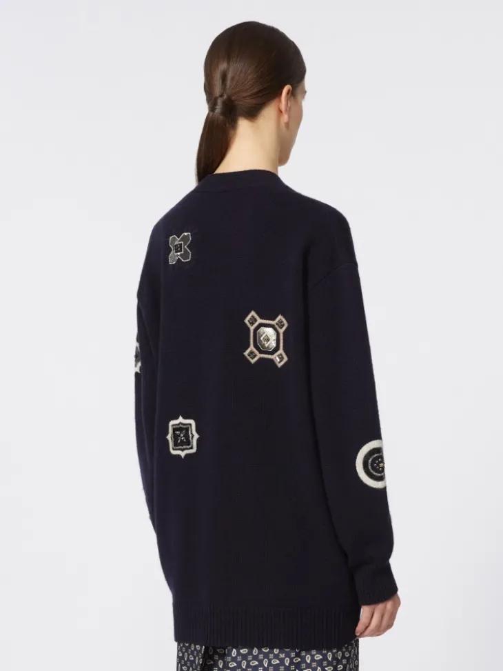 Long wool and cashmere cardigan - ULTRAMARINE