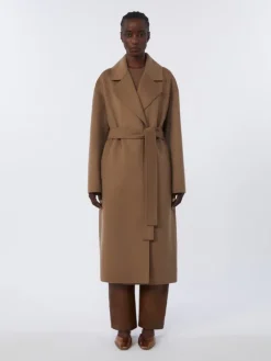 Long wool broadcloth coat - CAMEL