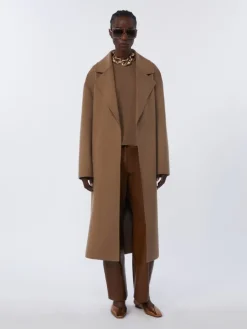 Long wool broadcloth coat - CAMEL
