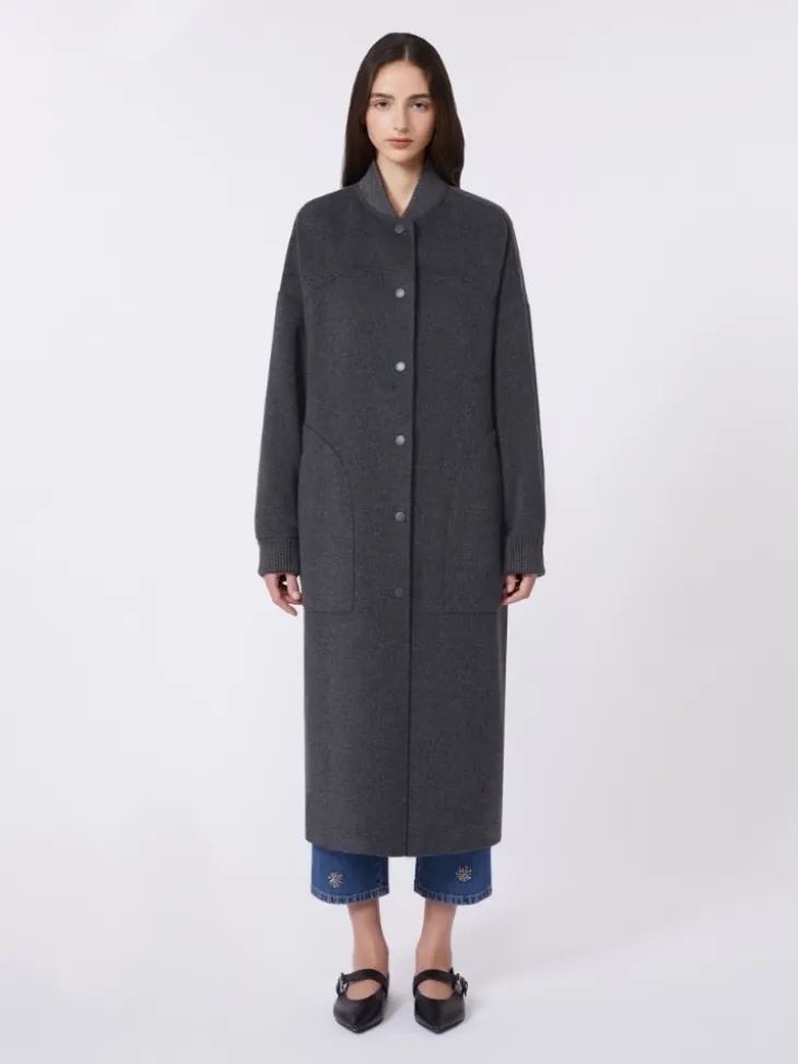 Long wool coat - DARK GREY